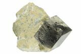 Shiny, Natural Pyrite Cube In Rock - Navajun, Spain #131148-1